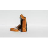 Two-Toned Leather Bag with Flap Closure