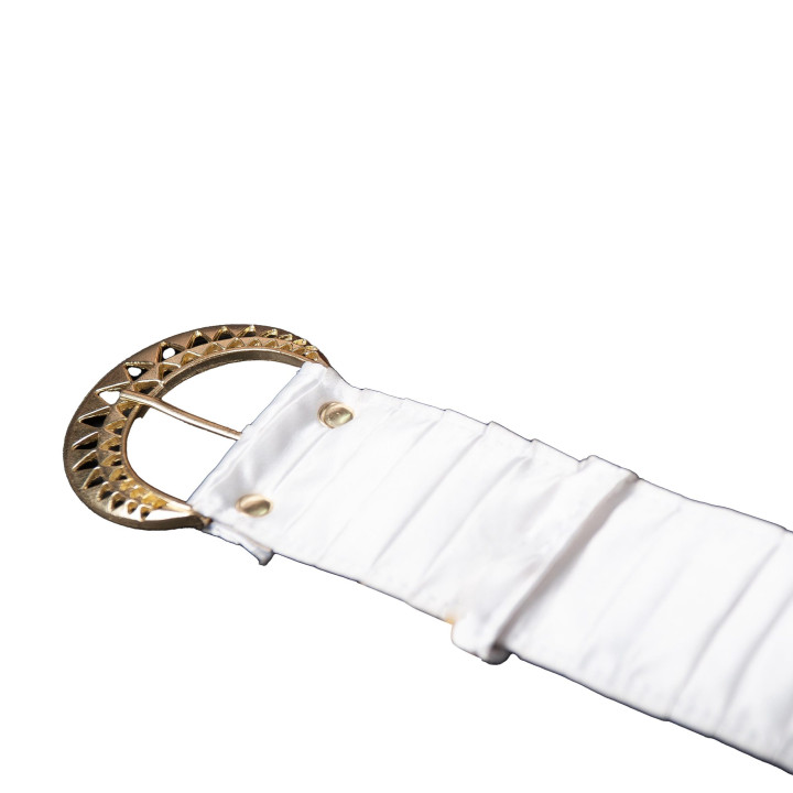 White Half Pleat Belt