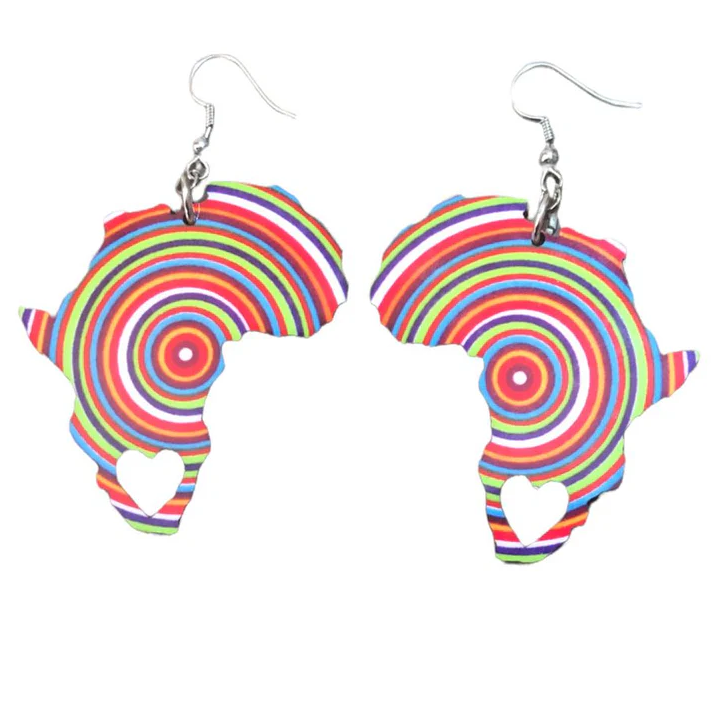 Africa Map Earrings - Venda Circles Fabric-Inspired