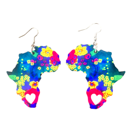 Africa Map Earrings - Tsonga Green Fabric Inspired