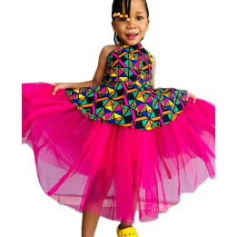 Kiddies Pink Skirt and African Print Top