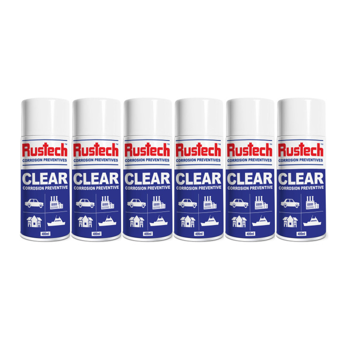 6 Pack Rustech Clear Corrosion Preventive Spray – 400ml