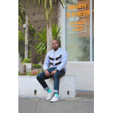V - Striped Knitted Cardigan