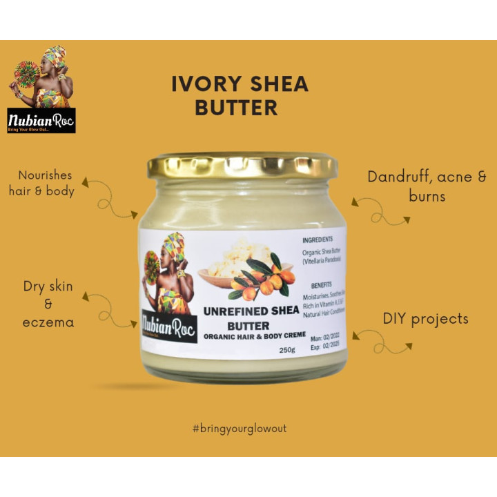 Raw Unrefined Organic Shea Butter (Ivory) - 250g
