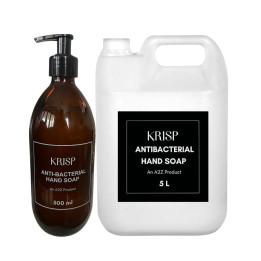 KRISP A2Z Antibacterial Hand Soap 5 L & Antibacterial Hand Soap Amber Glass Bottle 500 ml