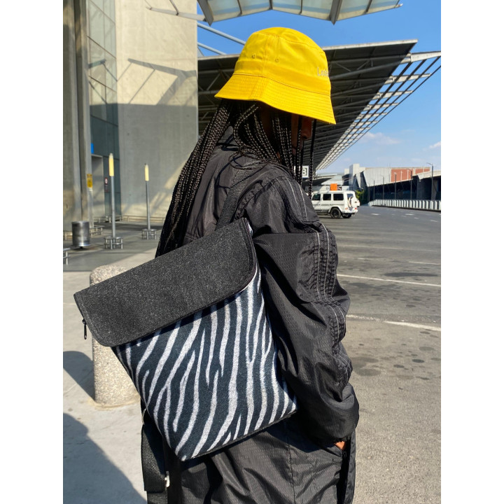 Zebra Print Eco-felt Small Backpack
