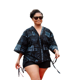 Top Kimono: Black Print