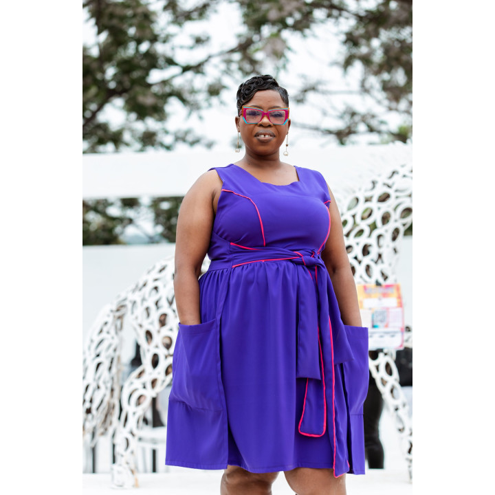 Dress: Purple Milano with Pink Piping