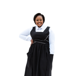 Dress: Black Milano with White Piping