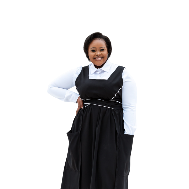 Dress: Black Milano with White Piping