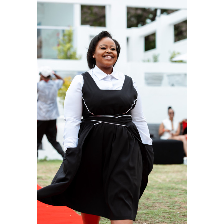 Dress: Black Milano with White Piping