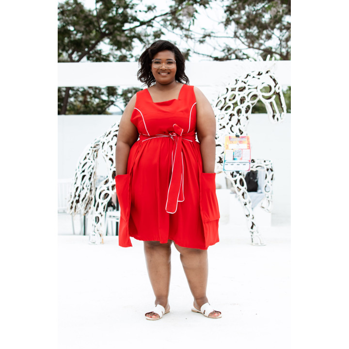 Dress: Red Milano with White Piping