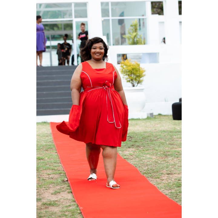 Dress: Red Milano with White Piping