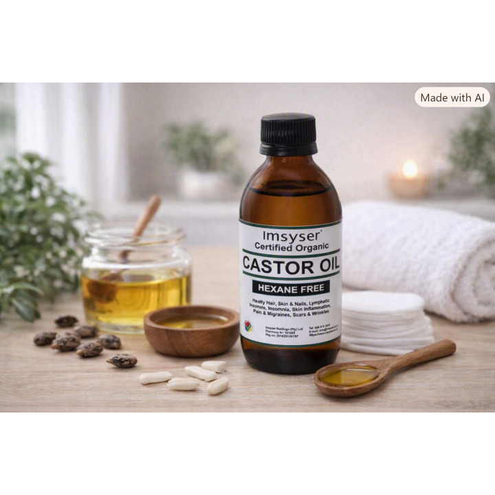Imsyser Cold-Pressed Organic Castor Oil - Hexane Free - 200 ml