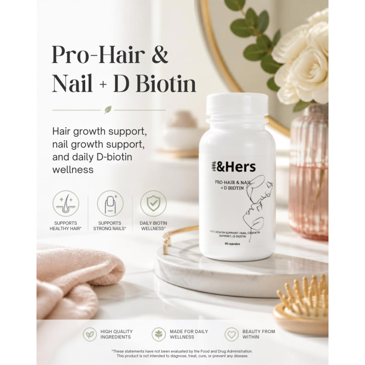 His&Hers Pro-hair & Pro-nail + D Biotin Capsules 60's