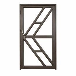 Aluminium Modern Geometric Design Pivot Front Door with Safety Glass (1200 x 2100mm) - Bronze