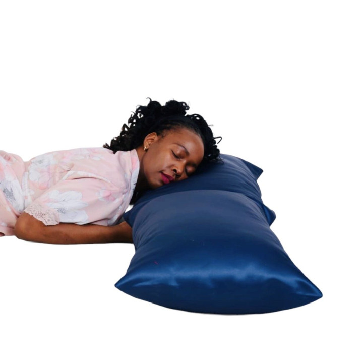 2 Standard Satin Pillowcases - Colour Blue