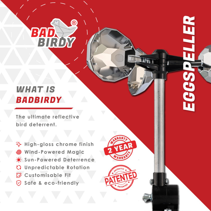 BadBirdy Eggspeller - Rooftop Bird Repeller - Reflective Bird Scarer