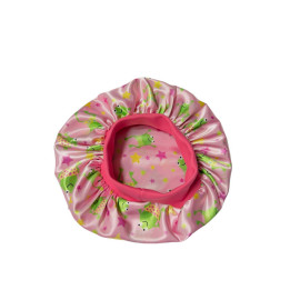 Double Layer Kiddies/Babies Silk Bonnet for Healthy Fresh Hair Pink With Print Stars