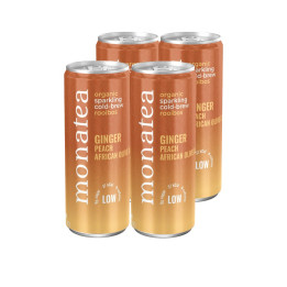 Monatea Sparkling Rooibos Tea – Ginger, Peach & African Olive Leaf (LOW) | 4 x 300ml