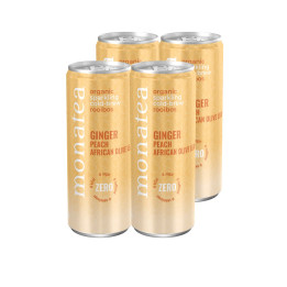 Monatea Sparkling Rooibos Tea – Ginger, Peach & African Olive Leaf (ZERO) | 4 x 300ml