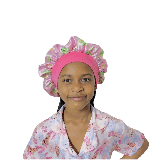 Double Layer Kiddies/Babies Silk Bonnet for Healthy Fresh Hair Pink With Print Stars