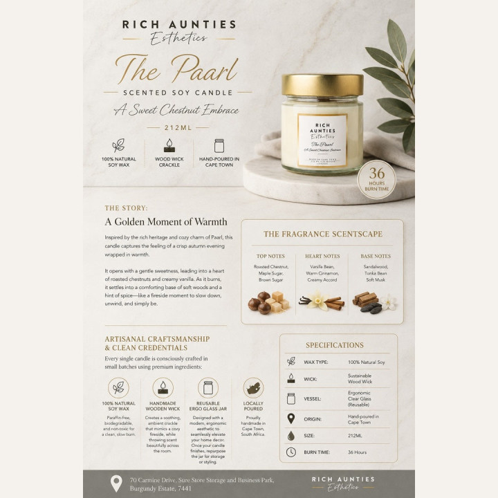 Rich Aunties Esthetics - The Paarl Scented Soy Candle - Cabernet Sauvignon Wine Inspired 212ml