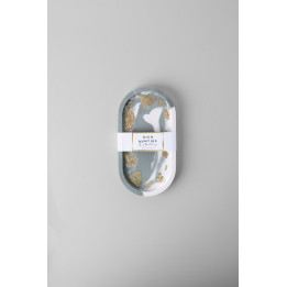 Rich Aunties Esthetics - Trinket Tray Green Marble Gold Leaf Small