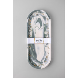 Rich Aunties Esthetics - Trinket Tray Green Marble Gold Leaf Large