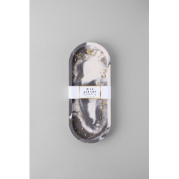 Rich Aunties Esthetics - Trinket Tray Grey Marble Gold Leaf Medium