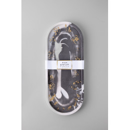 Rich Aunties Esthetics - Trinket Tray Grey Marble Gold Leaf Large