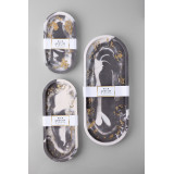 Rich Aunties Esthetics - Trinket Tray Grey Marble Gold Leaf Large