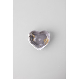 Rich Aunties Esthetics - Mini Heart Trinket Tray Grey Marble Gold Leaf