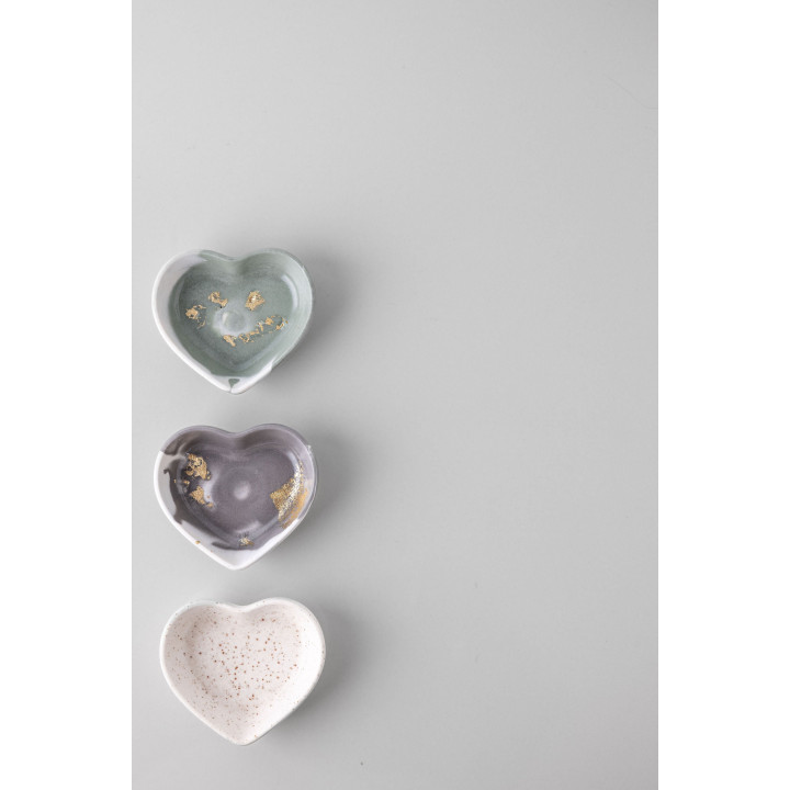 Rich Aunties Esthetics - Mini Heart Trinket Tray Grey Marble Gold Leaf