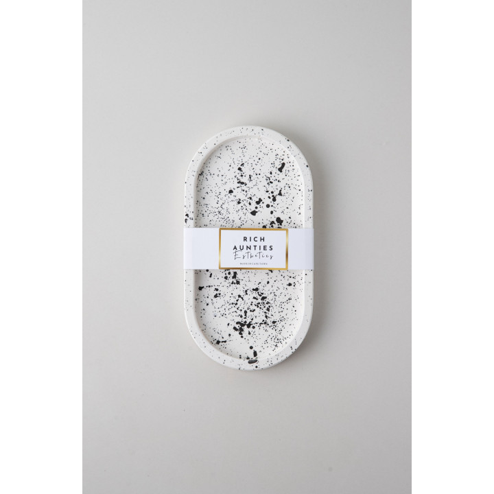 Rich Aunties Esthetics - Trinket Tray White and Black Speckled Small