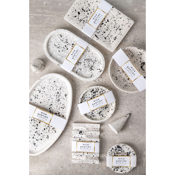 Rich Aunties Esthetics - Trinket Tray White and Black Speckled Small