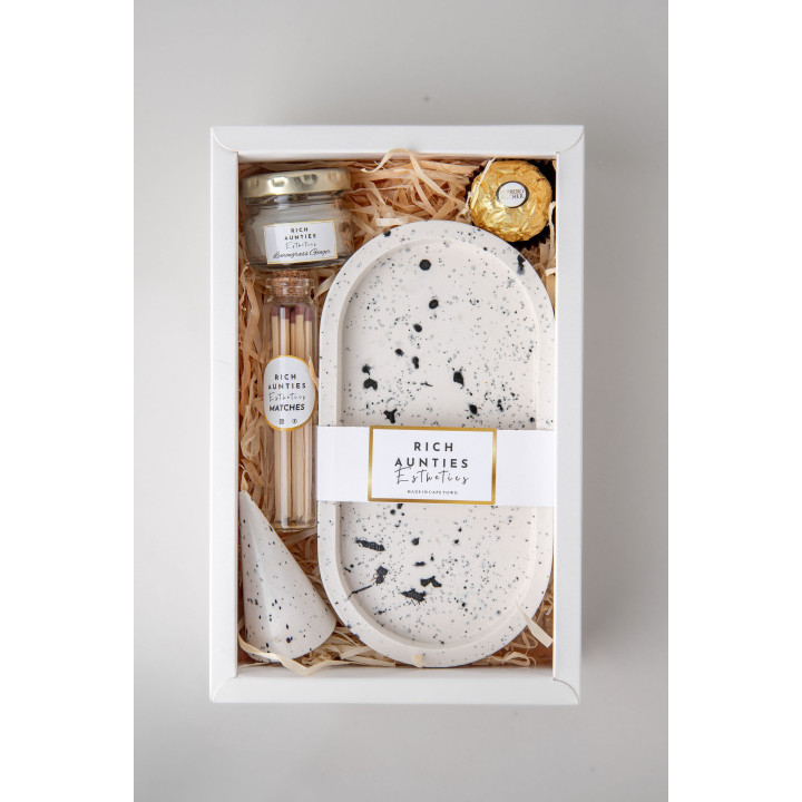 Rich Aunties Esthetics - Trinket Tray Gift Set White and Black Speckled Small