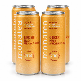 Monatea Sparkling Rooibos Tea – Ginger, Peach & African Olive Leaf (ZERO) | 4 x 300ml
