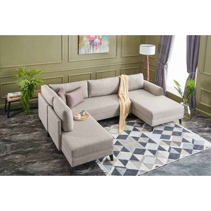 Ntane - Vardo Panoramic U-Corner Sofa, Cream