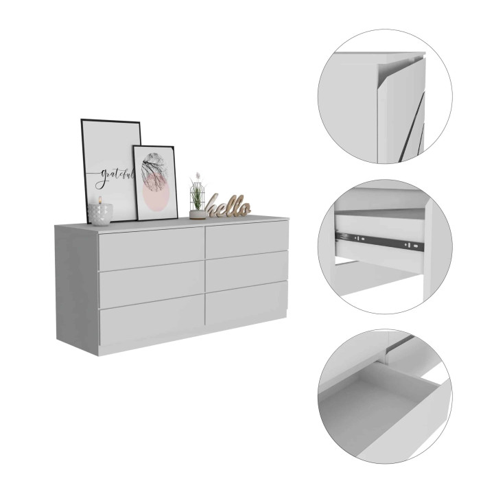 Ntane - 6 Drawer Double Dresser, White