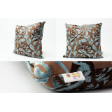 MM Terquoise & Brown Flower Cushion