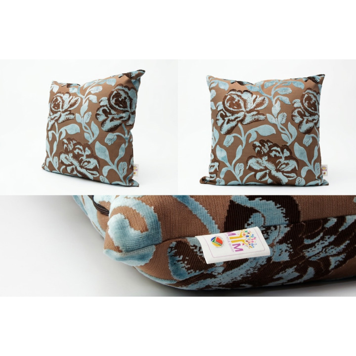 MM Terquoise & Brown Flower Cushion