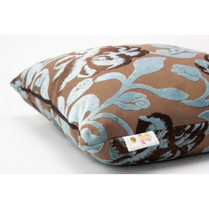 MM Terquoise & Brown Flower Cushion