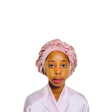 Dubis Adjustable Double Layer Satin Bonnet Color Pink
