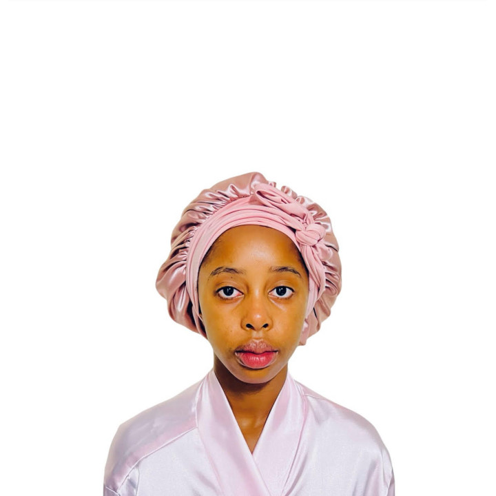 Dubis Adjustable Double Layer Satin Bonnet Color Pink