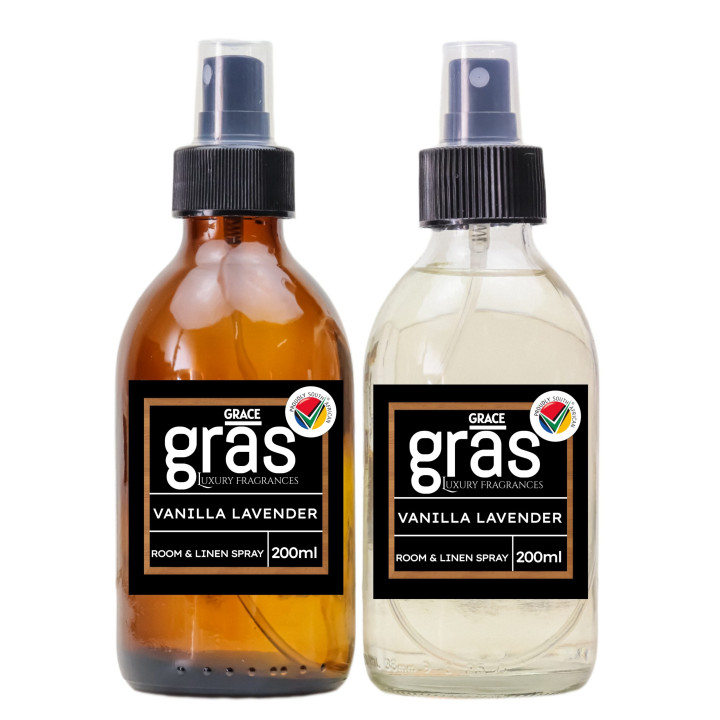 Home Fragrance - 200ml Vanilla Lavender Room & Linen Spray (Amber Bottle)