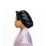 Dubis Adjustable Double Layer Satin Bonnet Colour Black