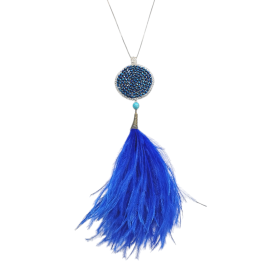 Royal Blue Ostrich Feather Statement Necklace