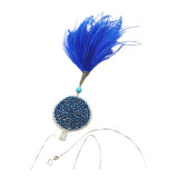 Royal Blue Ostrich Feather Statement Necklace