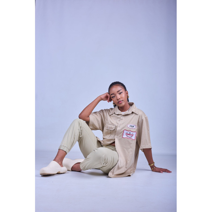 Love is War Khaki Short Sleeve Shirt